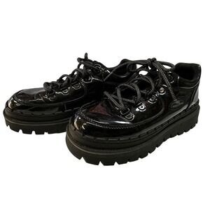 Skechers Street Jammers Cool Block Black Patent Platform Shoes Womens 7.5